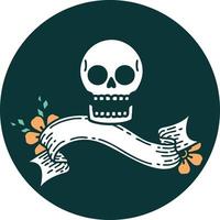 icono con pancarta de una calavera vector