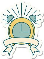 sticker of tattoo style ringing alarm clock vector