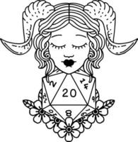 tiefling with natural twenty dice roll illustration vector