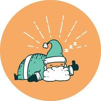 icon of tattoo style santa claus christmas character sleeping vector