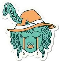 crying orc bard character  sticker vector