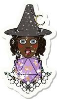 human witch with natural twenty dice roll illustration vector