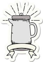 sticker of tattoo style coffee pot vector