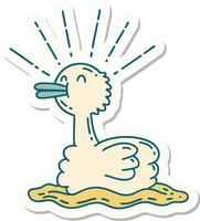 sticker of tattoo style swimming duck vector