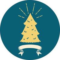 icon of tattoo style pine tree vector