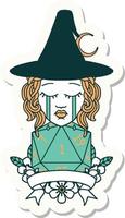 crying human witch with natural one roll sticker vector