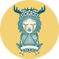 crying human druid with natural one roll icon vector