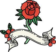 tattoo with banner of a rose vector