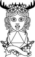 human druid with natural twenty dice roll illustration vector
