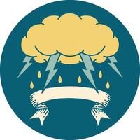 icon with banner of a storm cloud vector