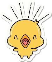 sticker of tattoo style singing chick vector