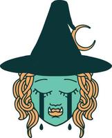 crying half orc witch character face illustration vector