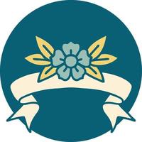 icon with banner of a flower vector
