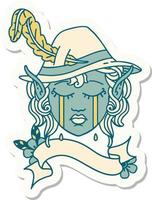 crying elven bard character sticker vector