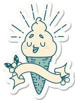 sticker of tattoo style ice cream character vector