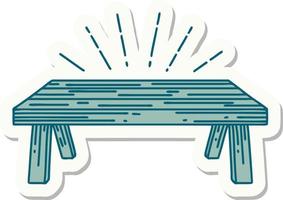 sticker of tattoo style wood table vector