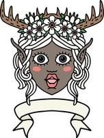 elf druid character face with banner illustration vector