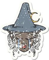 crying elf mage character face illustration vector