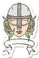 elf fighter character face with banner illustration vector