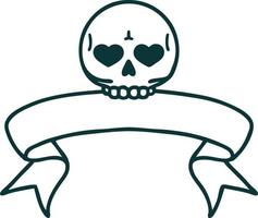 tattoo with banner of a skull vector