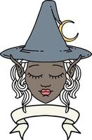 elf mage character face with banner illustration vector