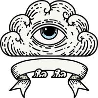 tattoo with banner of an all seeing eye cloud vector