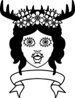 orc druid character face with banner illustration vector