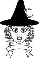 human witch character with banner illustration vector