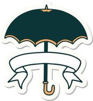 tattoo sticker with banner of an umbrella vector