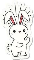 sticker of tattoo style cute bunny vector