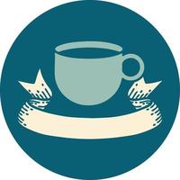 icon with banner of cup of coffee vector