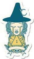 crying human witch with natural one roll sticker vector