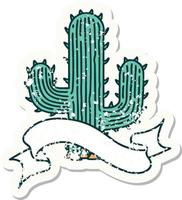 grunge sticker with banner of a cactus vector