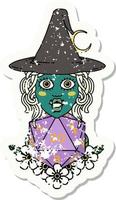 half orc witch with natural twenty dice roll illustration vector