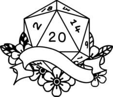 natural twenty D20 dice roll illustration vector