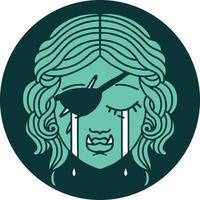 crying half orc rogue character face icon vector