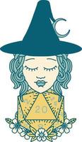 human witch with natural twenty dice roll illustration vector