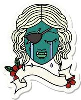 crying orc rogue character face sticker vector