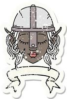 elf fighter character face with banner illustration vector