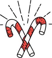 traditional tattoo style candy canes vector