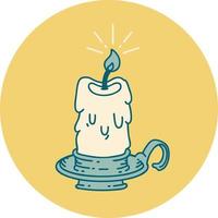 icon of tattoo style spooky melting candle vector