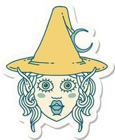 elf mage character face sticker vector