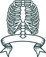 tattoo with banner of a rib cage vector