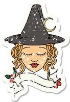 human witch character face grunge sticker vector