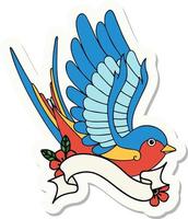 tattoo sticker with banner of a swallow vector