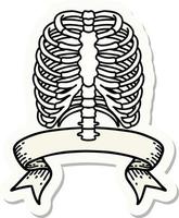 tattoo sticker with banner of a rib cage vector