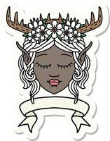 elf druid character face with banner sticker vector