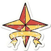 grunge sticker with banner of a star vector