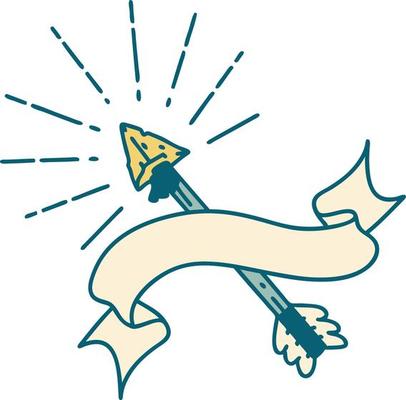 banner with tattoo style old flint tip arrow