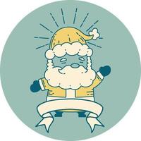 icono de estilo de tatuaje santa claus carácter navideño vector